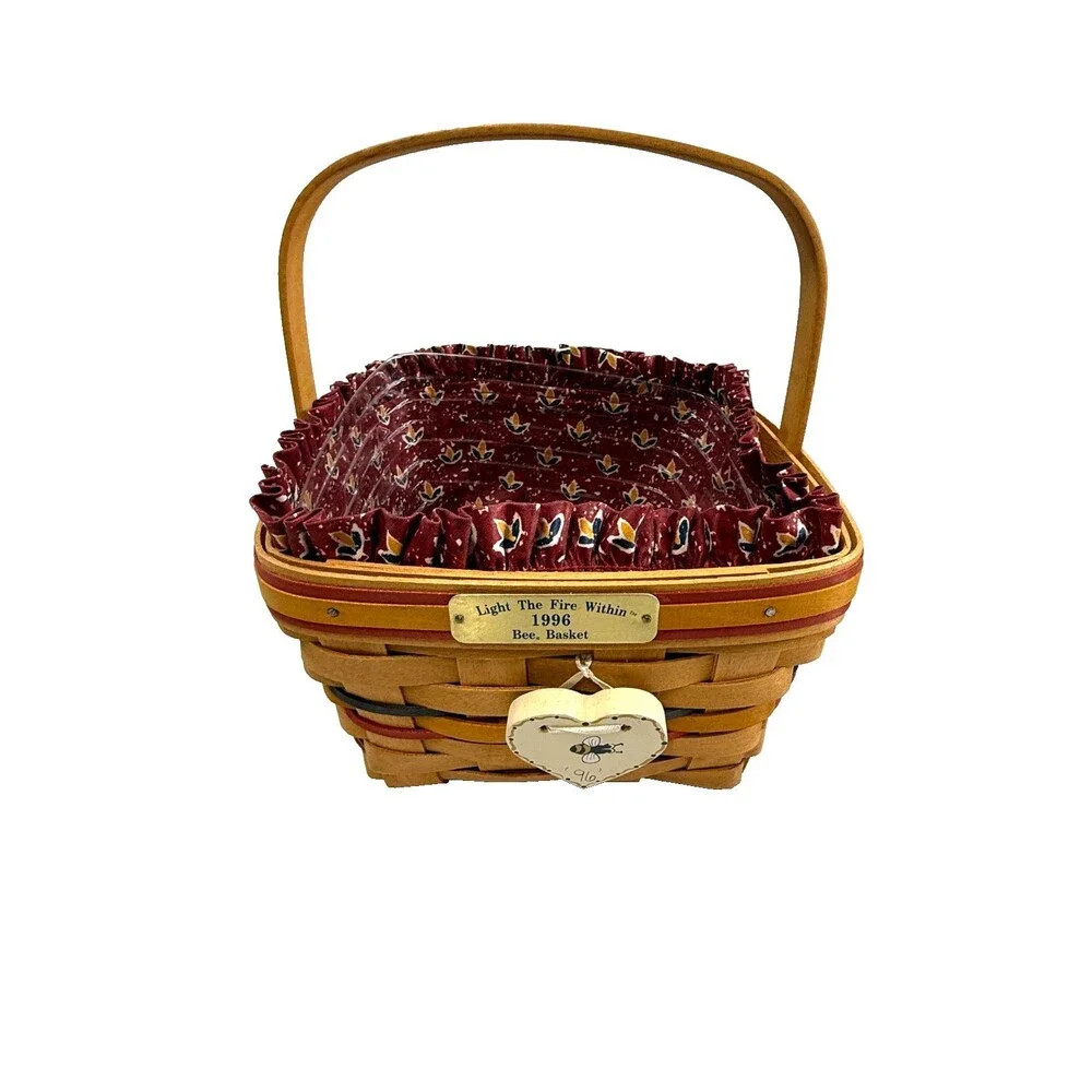 1996 Longaberger Light The Fire Bee Basket w/Liner & Protector Basket